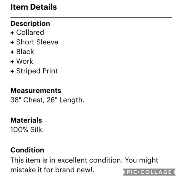 Linda Allard Ellen Tracy Silk Striped Button Up - Picture 3 of 3